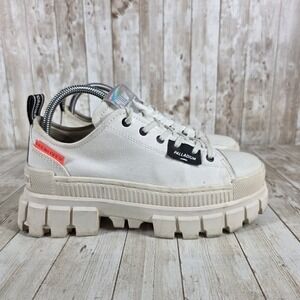 Palladium‎ Platform Sneakers Lug Sole Chunky White Canvas Shoes Women's 8